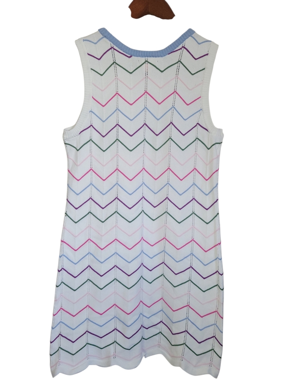 Andy & Evan Girls 12 14 White Crochet Chevron Zigzag Scalloped Knit Mini Dress - Picture 8 of 10
